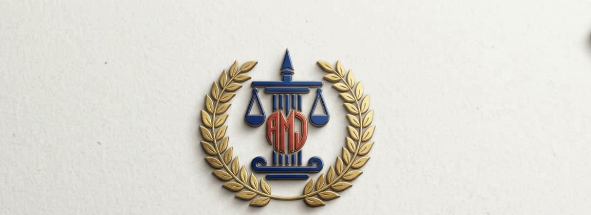 filosofi visual dari komponen logo Law Office AMJ (Ahmad Maruta Jaya) yang tertera pada gambar: